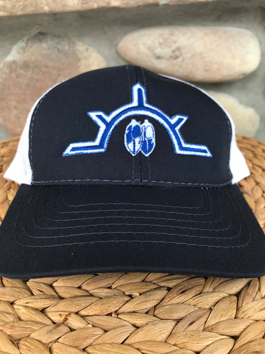 Navy and White Cap with Blue and White Logo